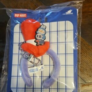 POPMART LABUBU HEADBAND Red and Purple Keychain with Character Charm